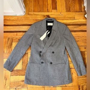 Suistudio Silk Linen Wool Blazer in Grey